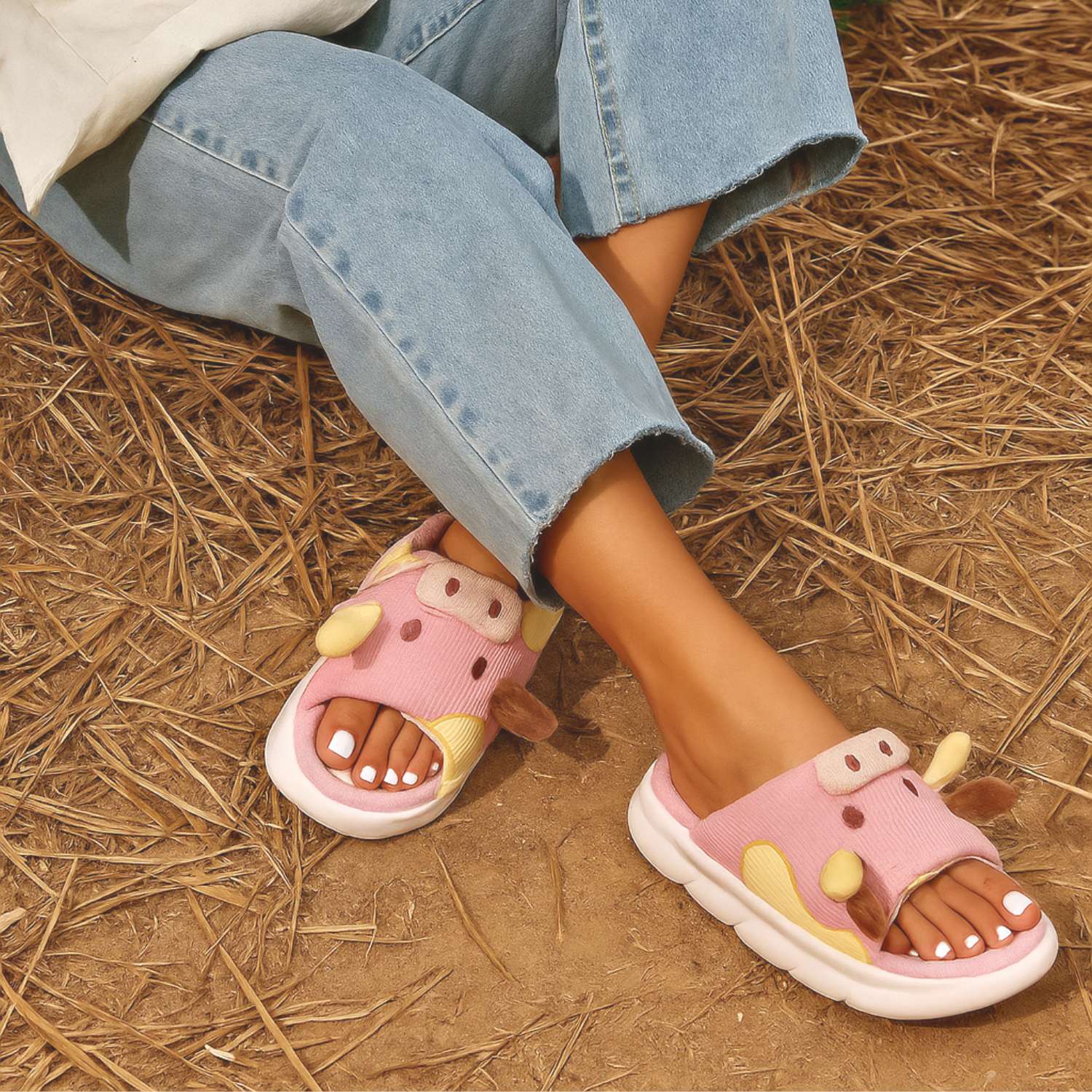 Chaussons vaches roses MOUMELLE