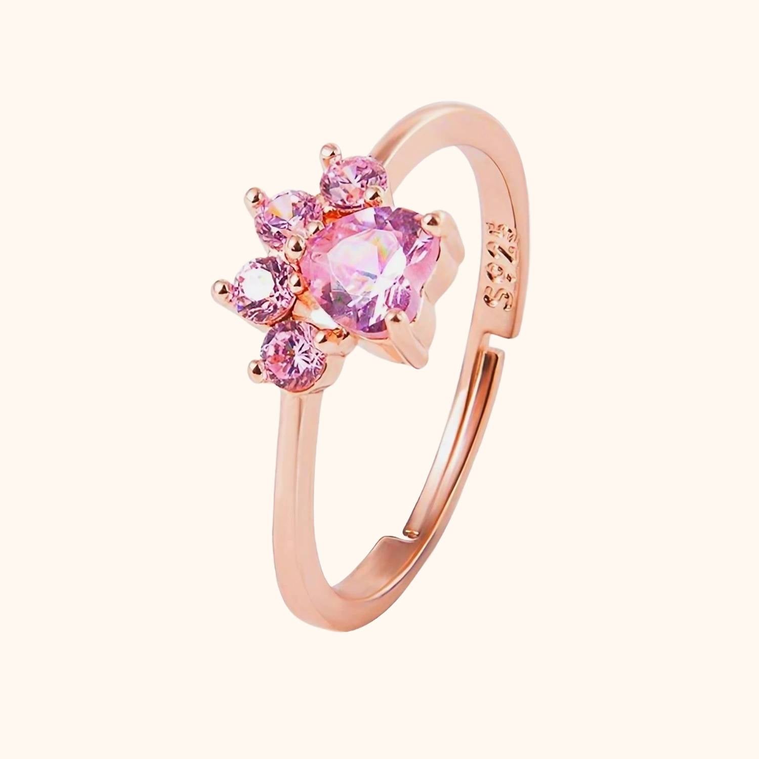 Bague patte de chat cristal
