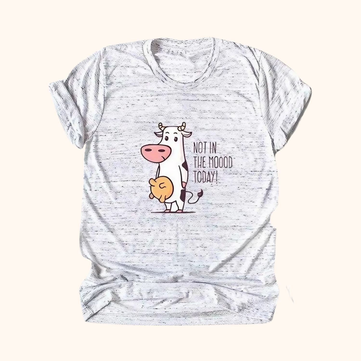 T-shirt gris clair vache I'm Not In The Moood Today