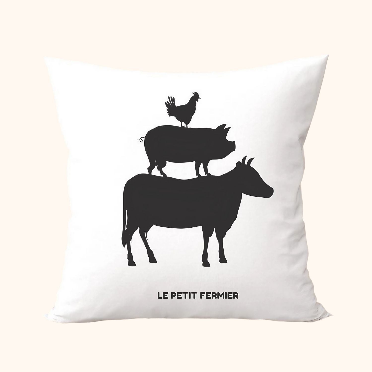 Housse de coussin Poule, Vache, Cochon