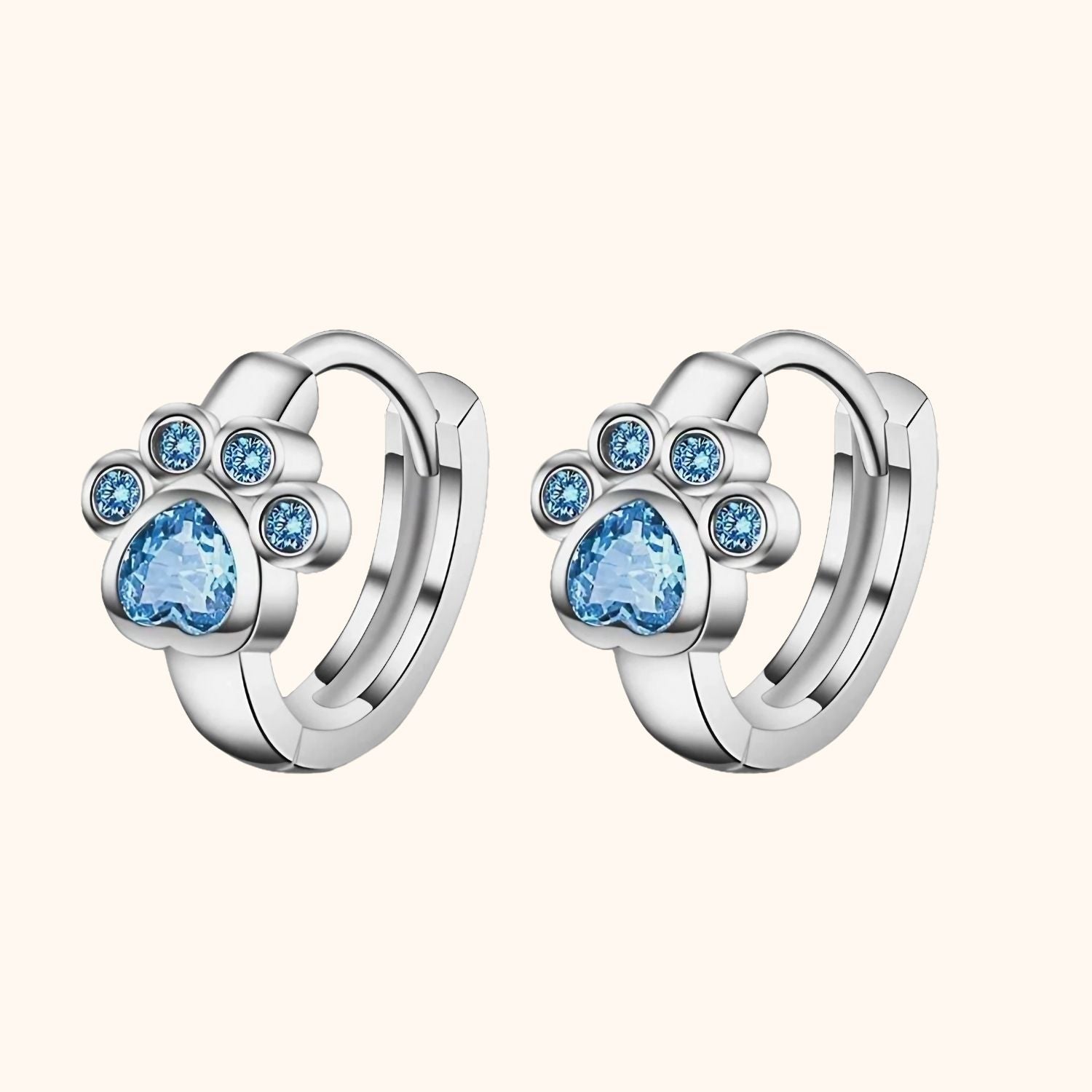 Boucles d'oreilles pattes de chat cristal en argent