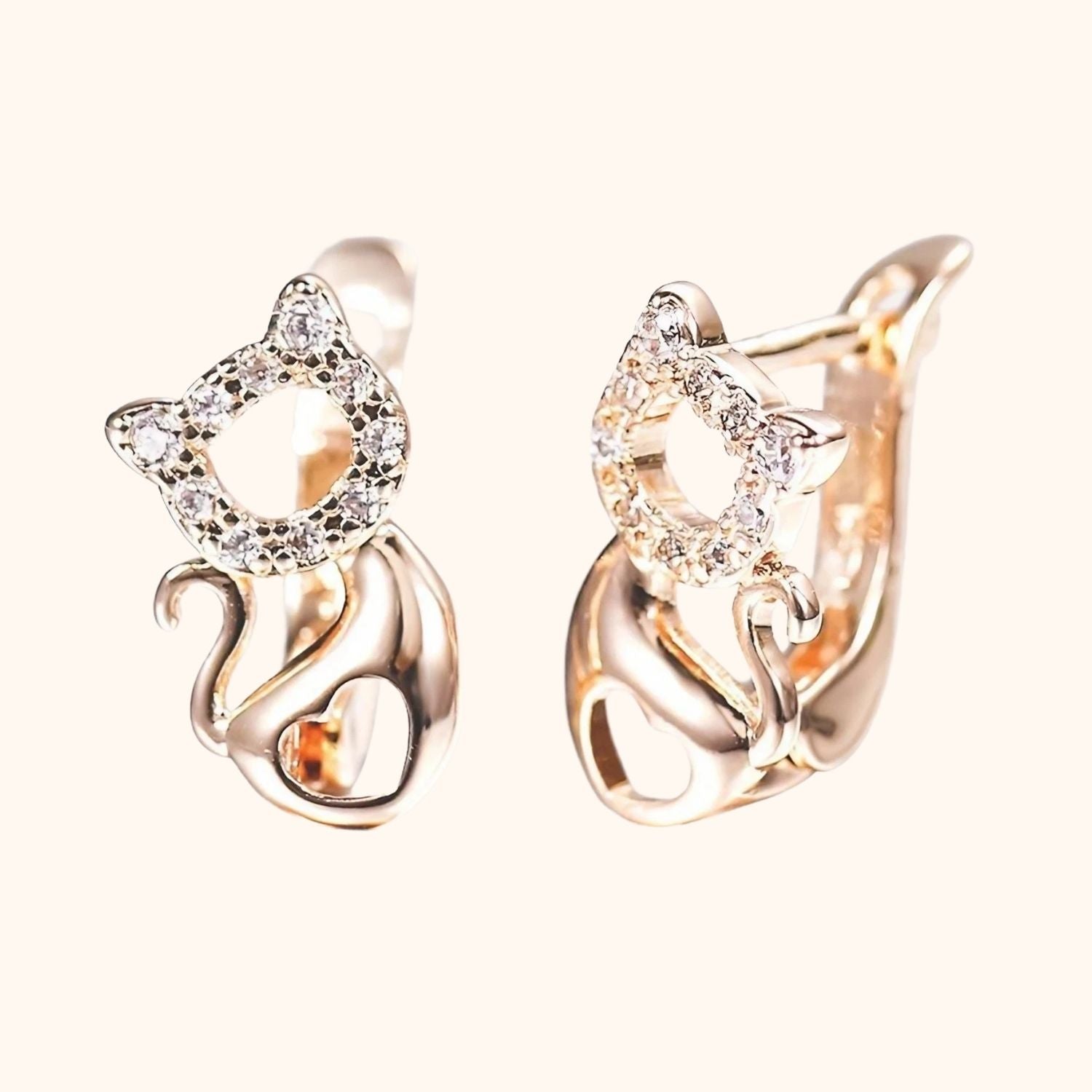 Boucles d'oreilles petit chat rose gold