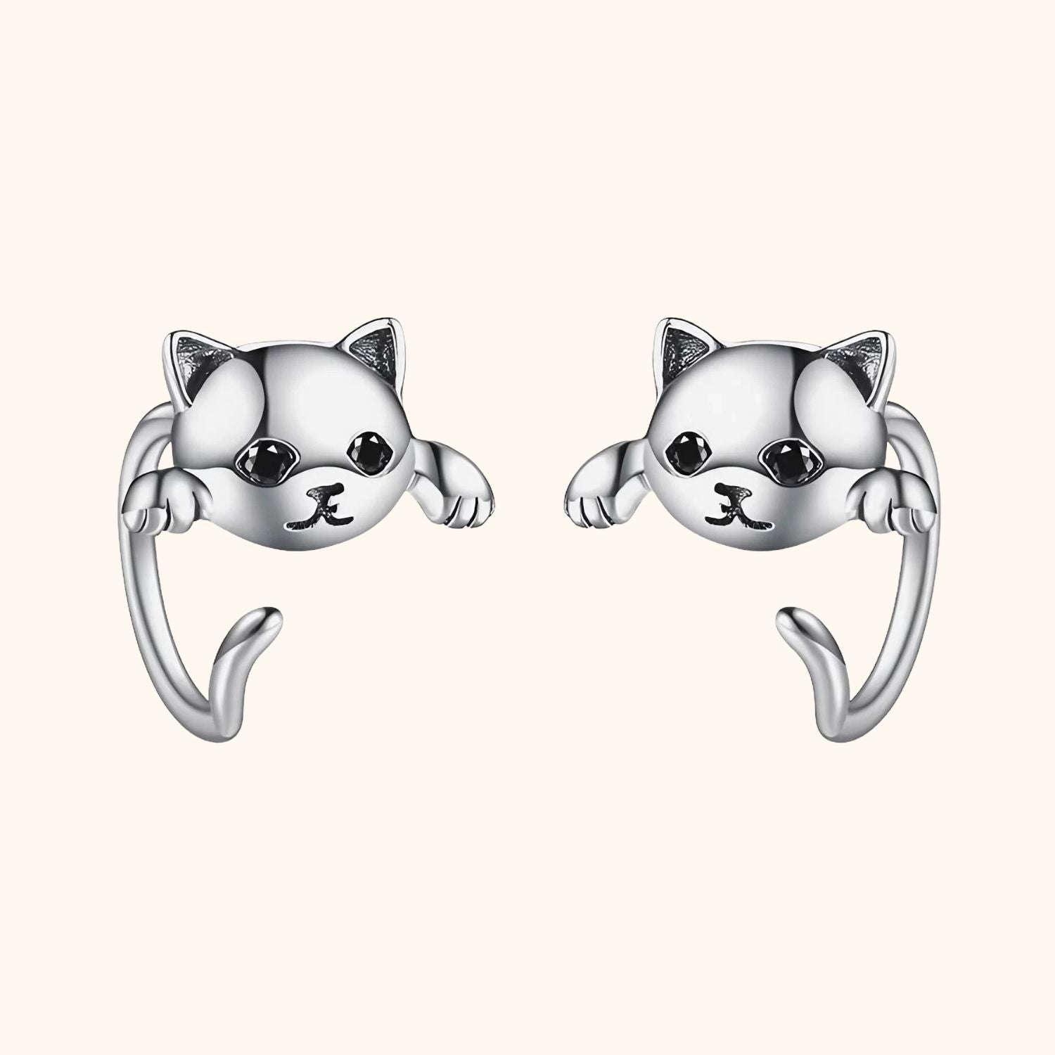 Boucles d'oreilles chat fille en argent