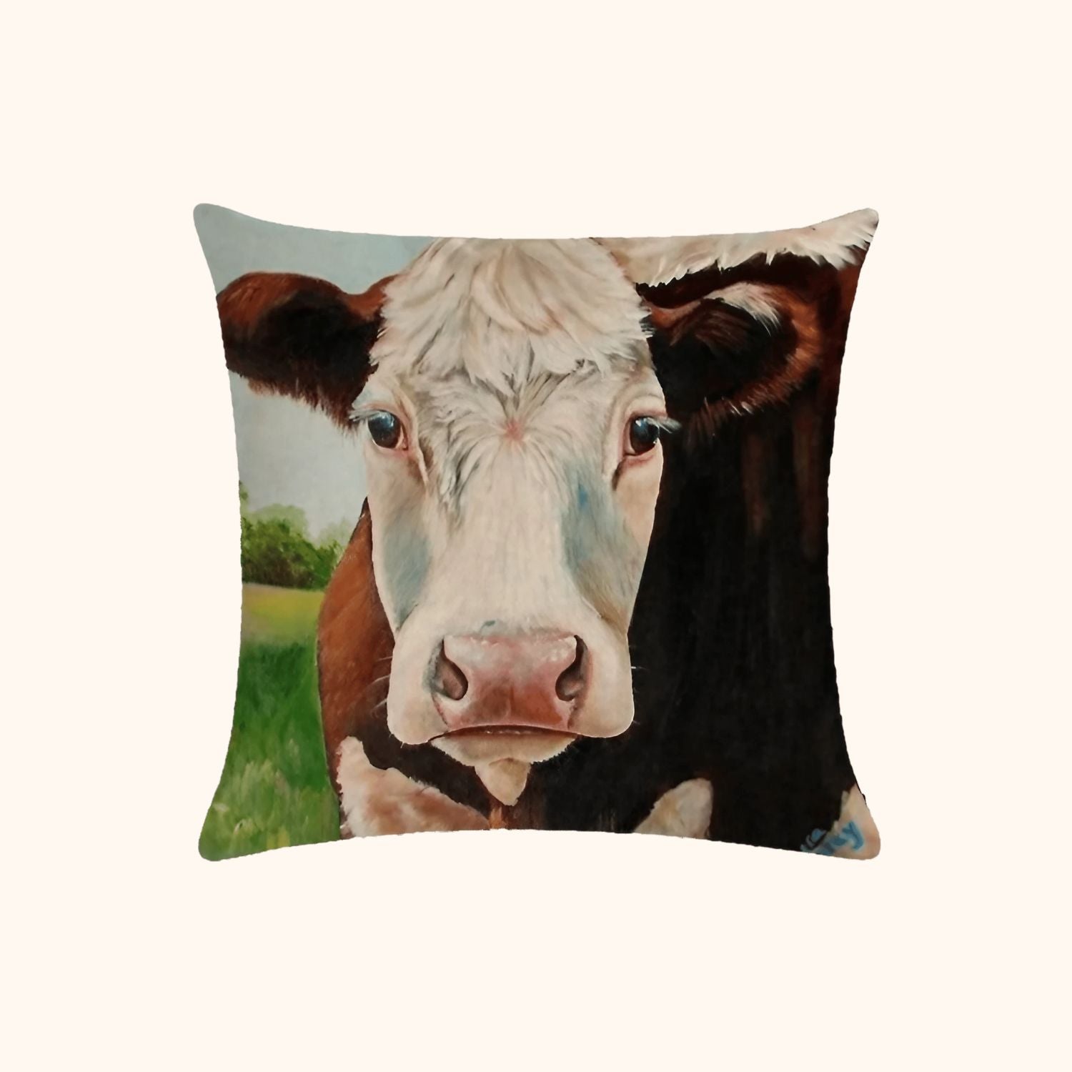Housse de coussin vache limousine