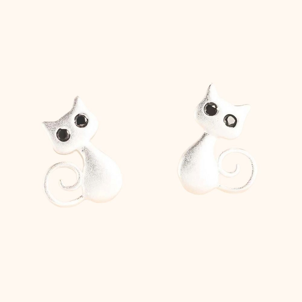 Boucles d'oreilles chaton en argent