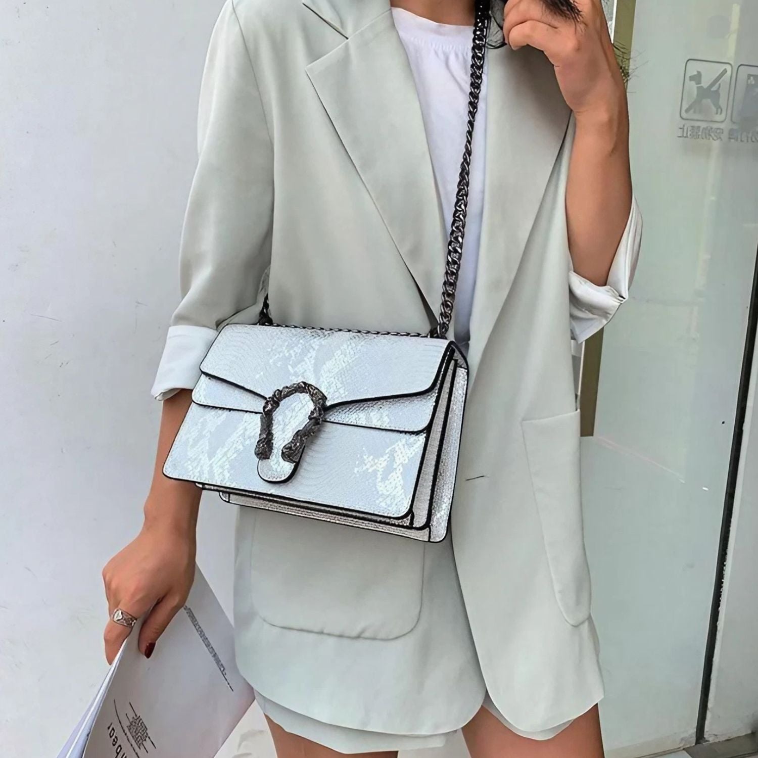 Sac à main blanc fer à cheval