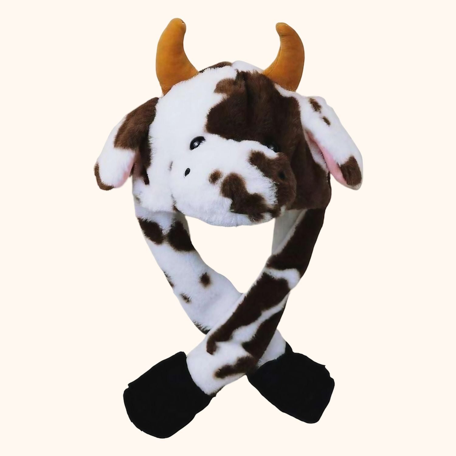 Bonnet lumineux vache marron et blanche