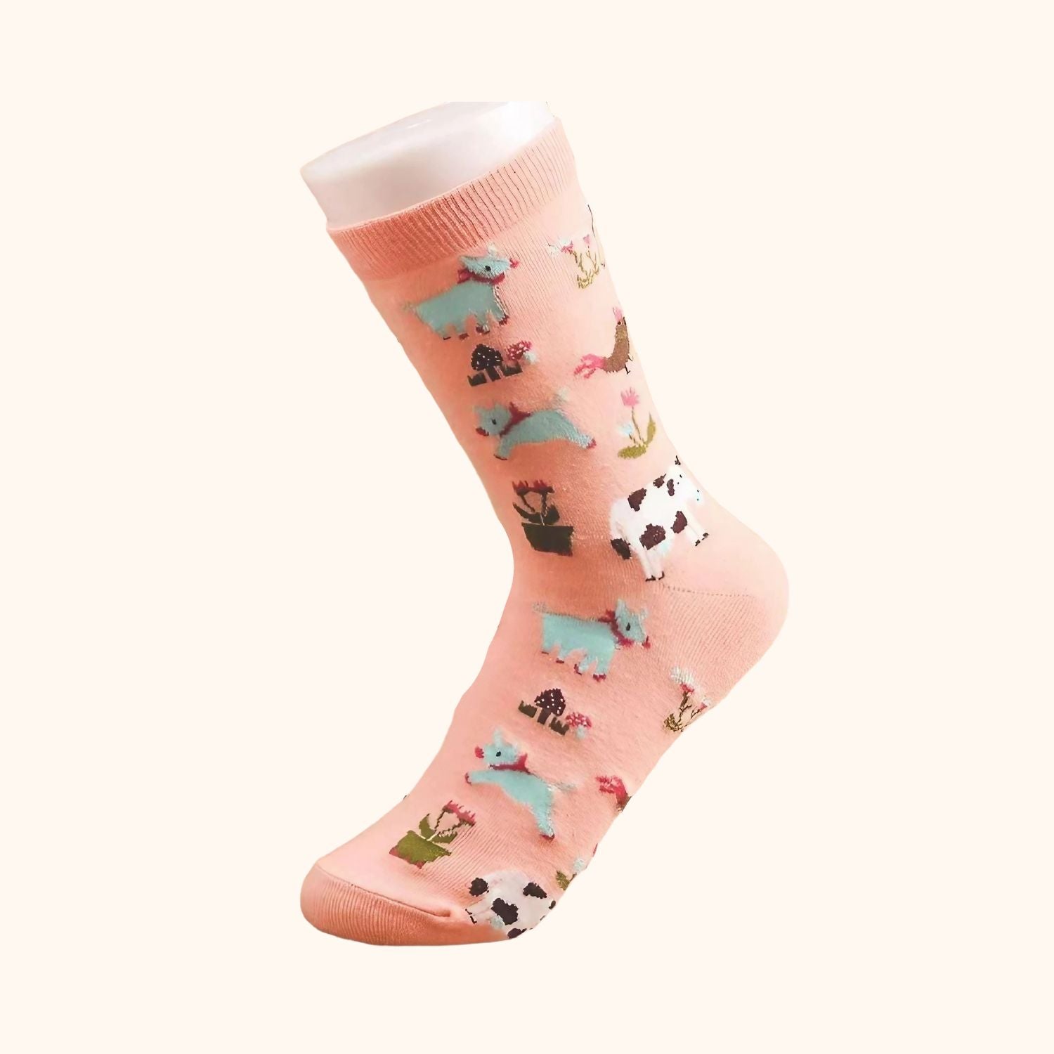 Chaussettes roses animaux de la ferme
