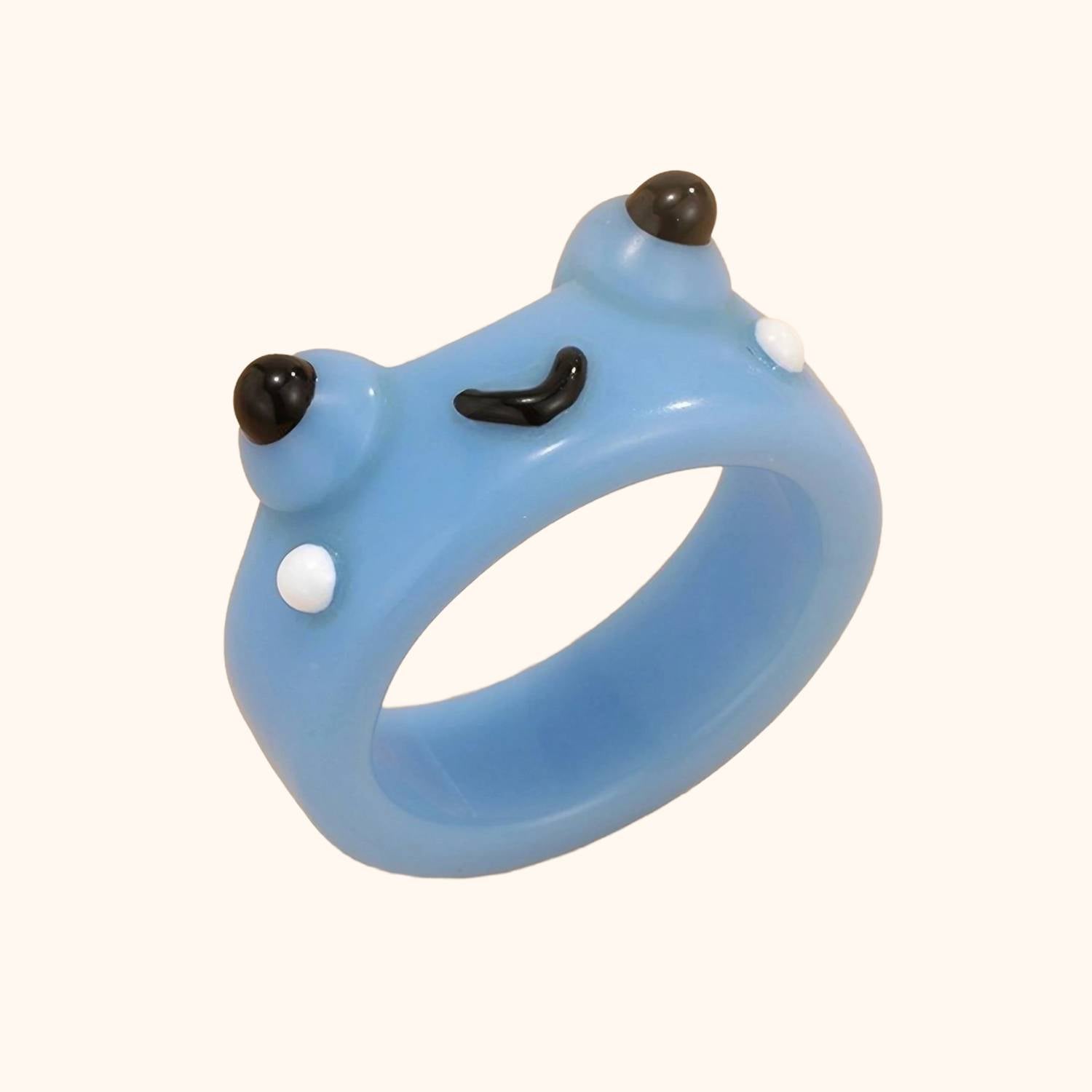 Bague grenouille bleue kawaii