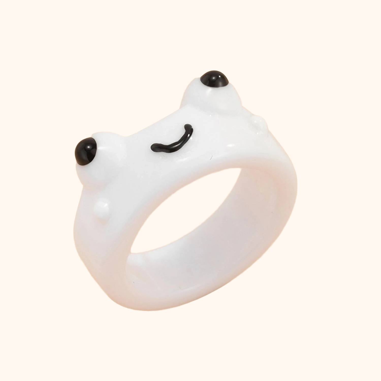 Bague grenouille blanche