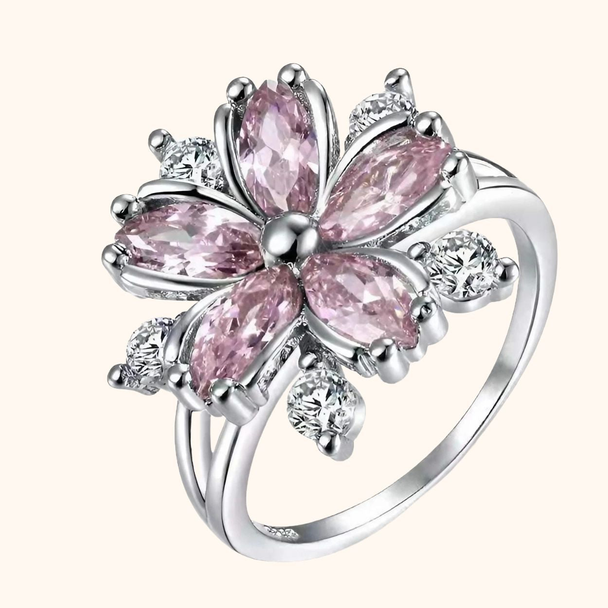 Bague rose fleur