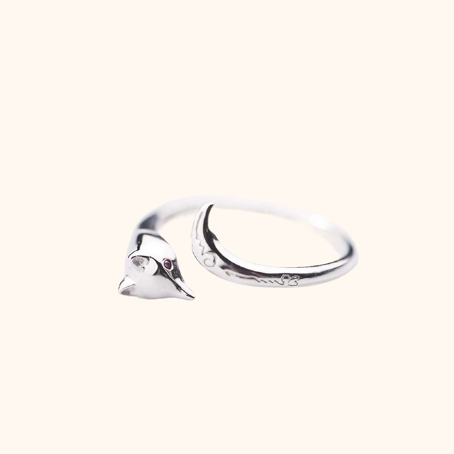 Bague le mignon renard en argent véritable