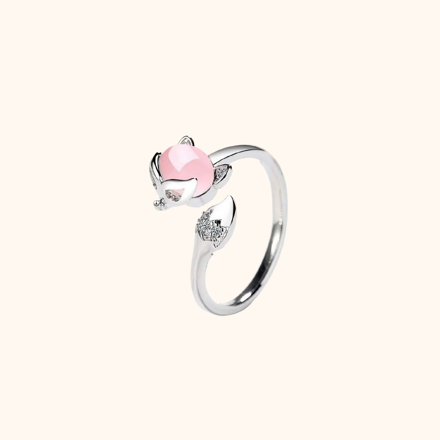 Bague le renard de cristal en argent véritable