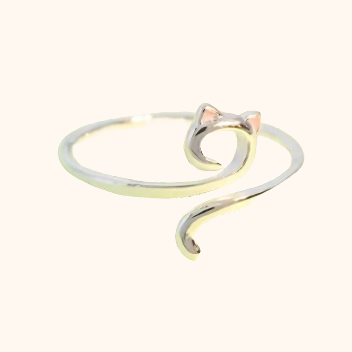 Bague chat aux oreilles roses