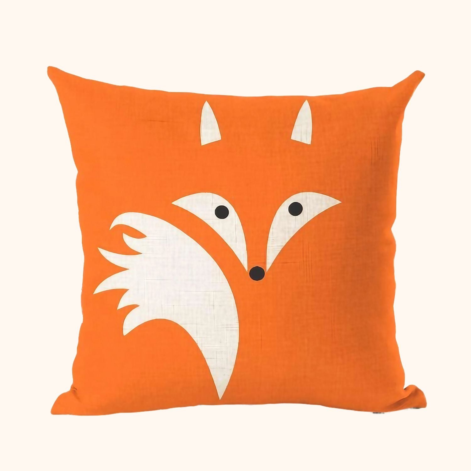 Housse de coussin en lin tête de renard roux
