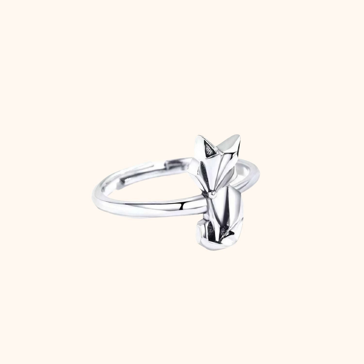 Bague renard redimensionnable en argent véritable