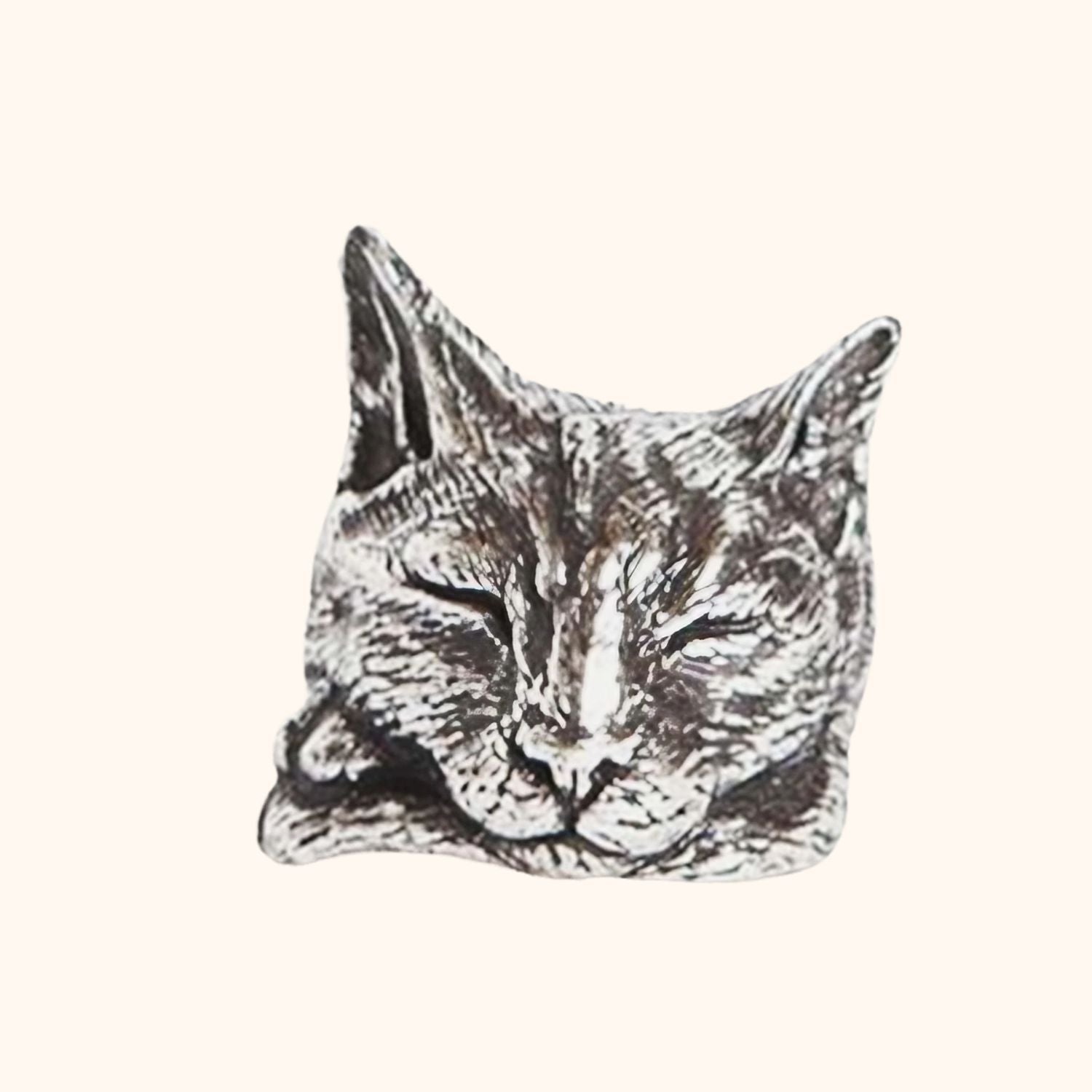 Bague argentée le chat dormeur