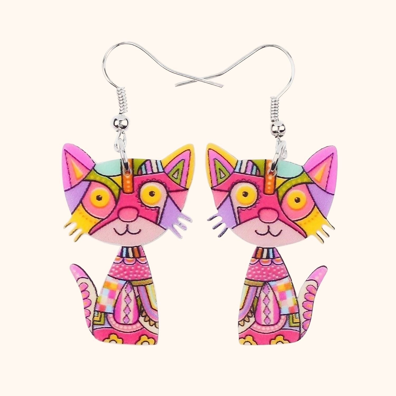 Boucles d'oreilles chat en acrylique