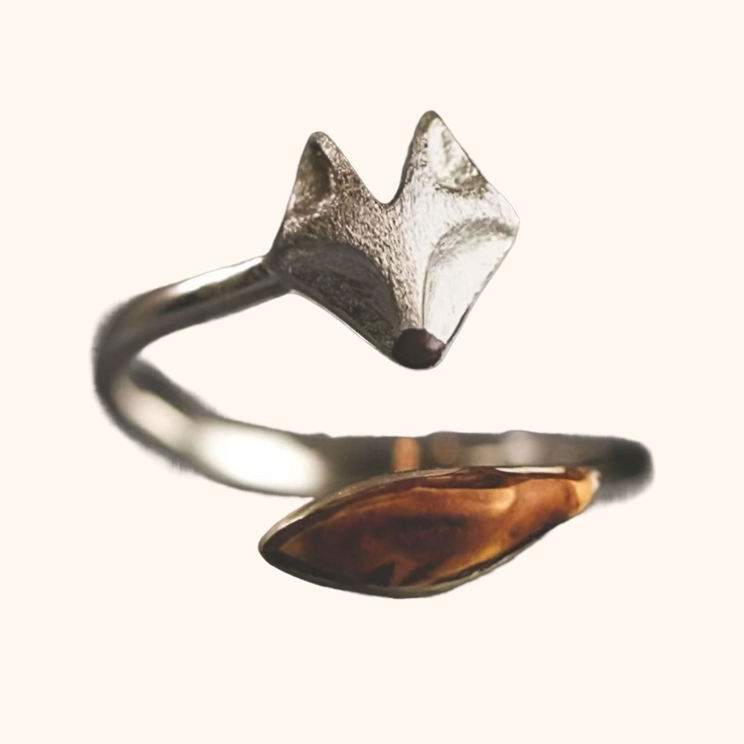 Bague ajustable renard argenté