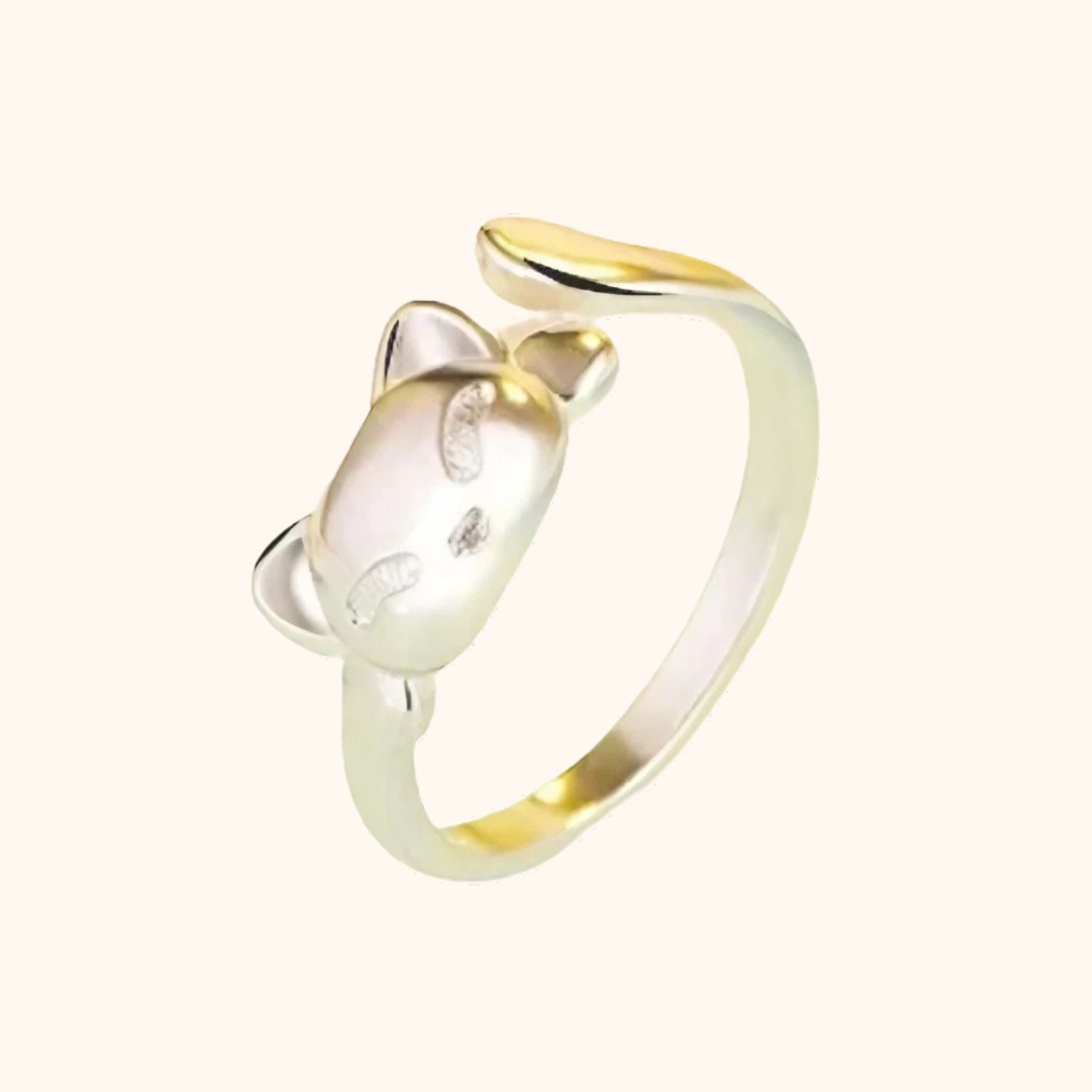 Bague chat élégante en argent véritable