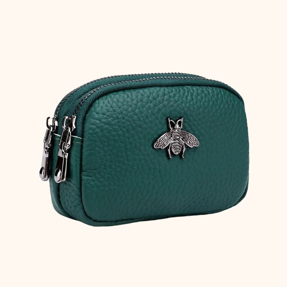 Porte-monnaie en cuir abeille