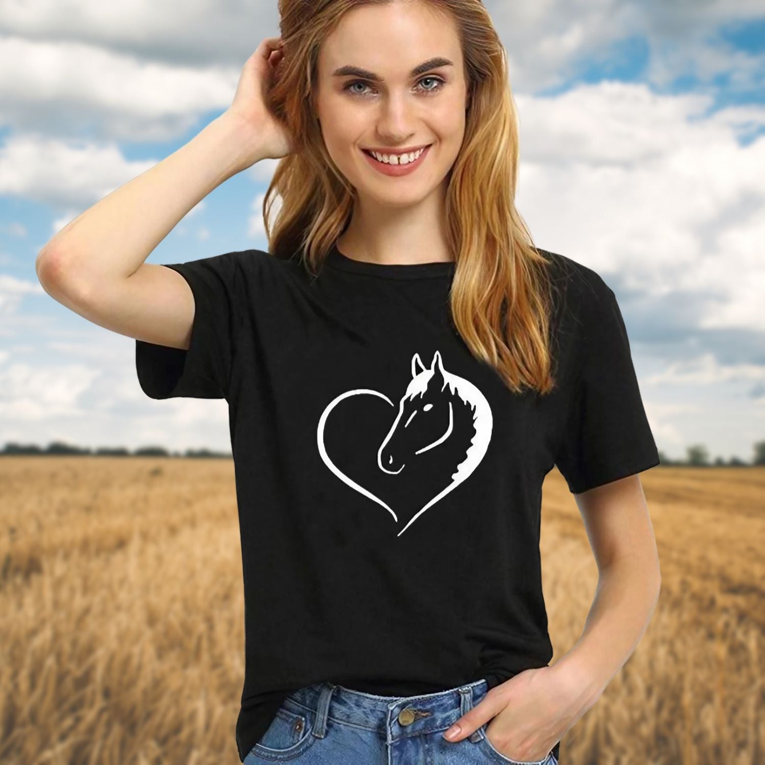 T-shirt cœur cheval