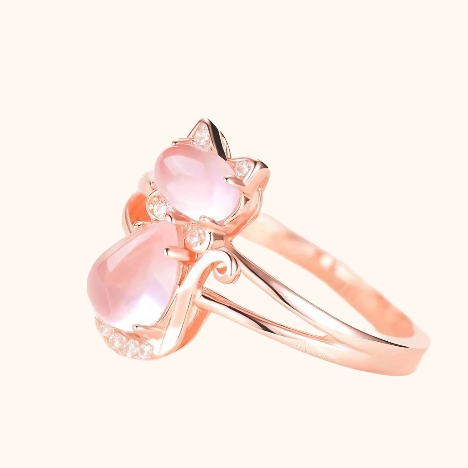 Bague chat le cristal rose