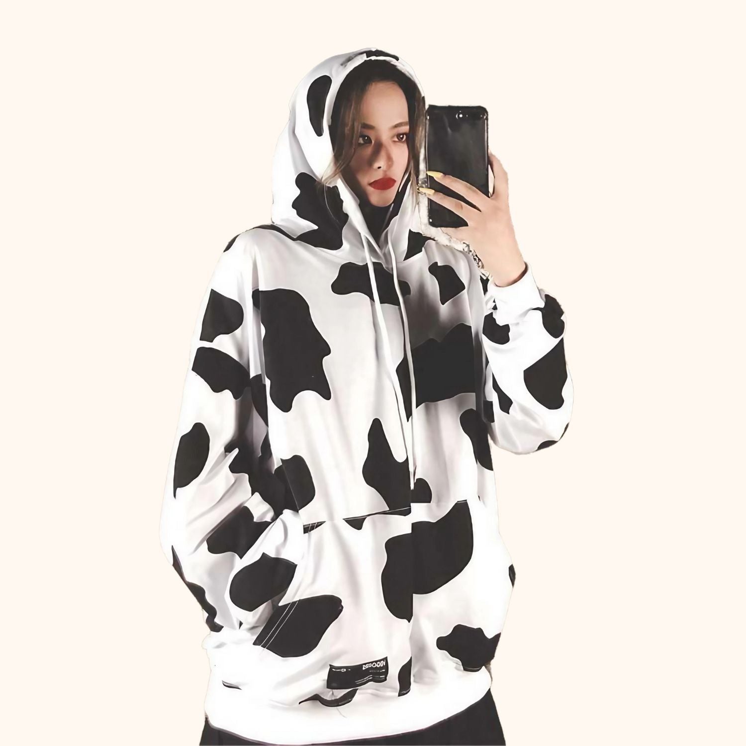 Sweat à capuche design vache