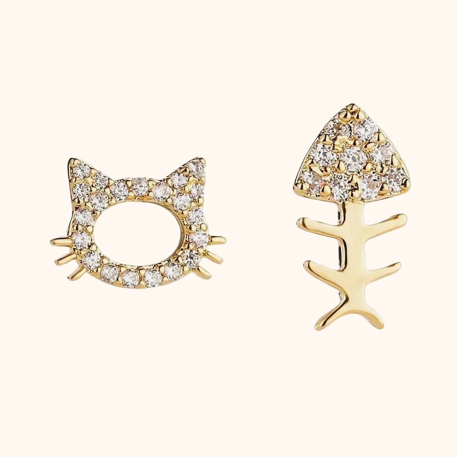 Boucles d'oreilles chaton or