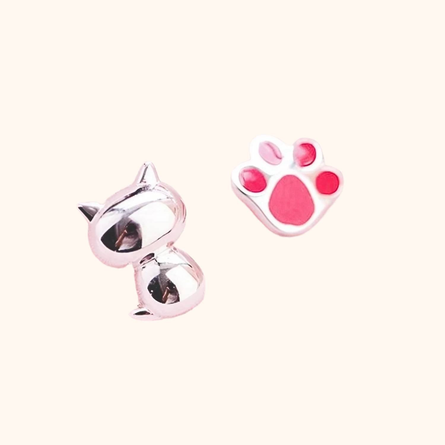 Boucles d'oreilles chat argent 925
