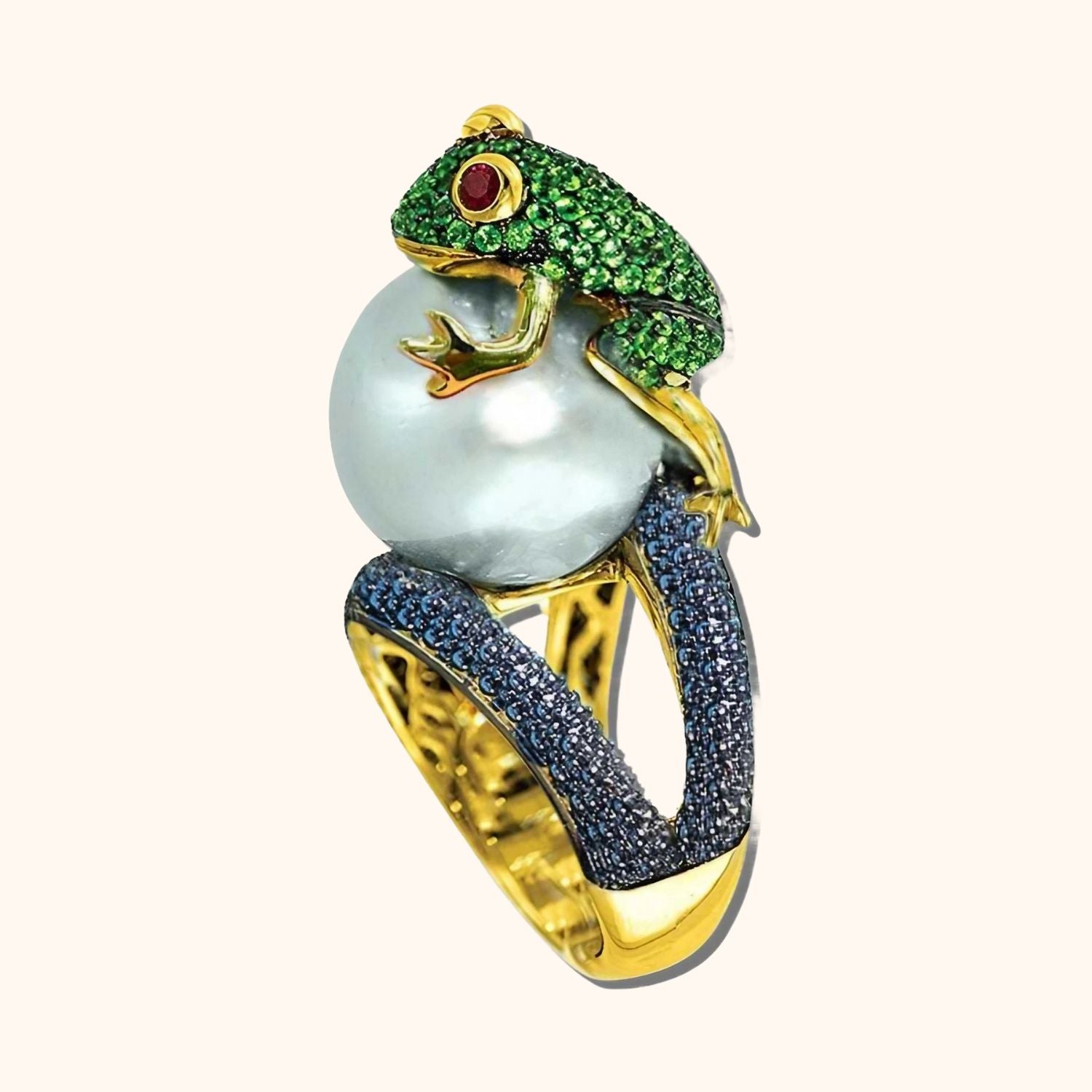 Bague de luxe la grenouille verte