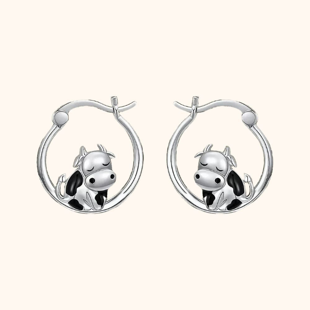 Boucles d'oreilles rondes et ses vaches