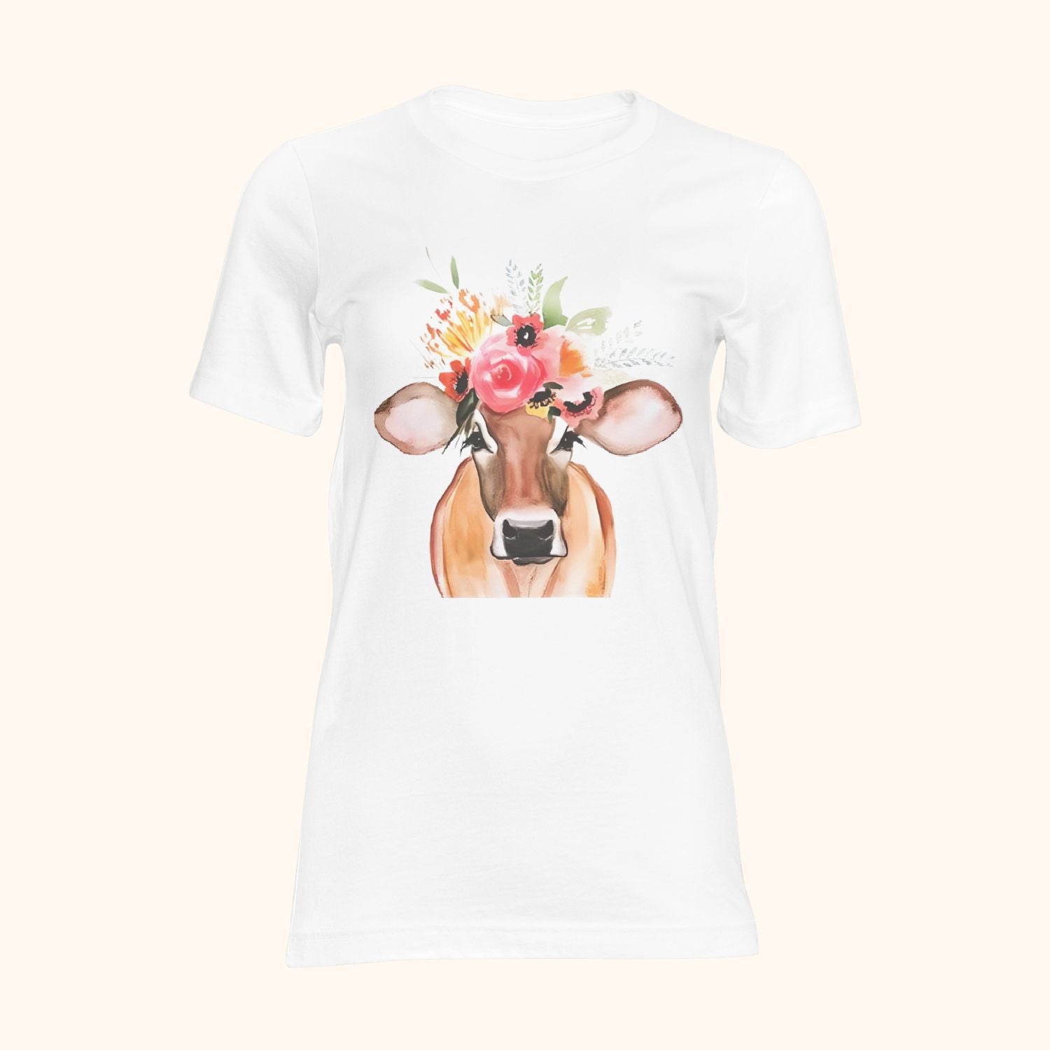 T-shirt vache avec bouquet de fleurs