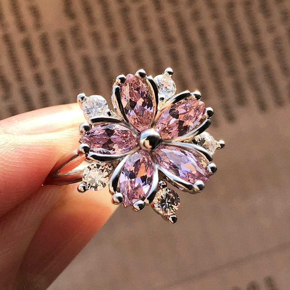 Bague rose fleur