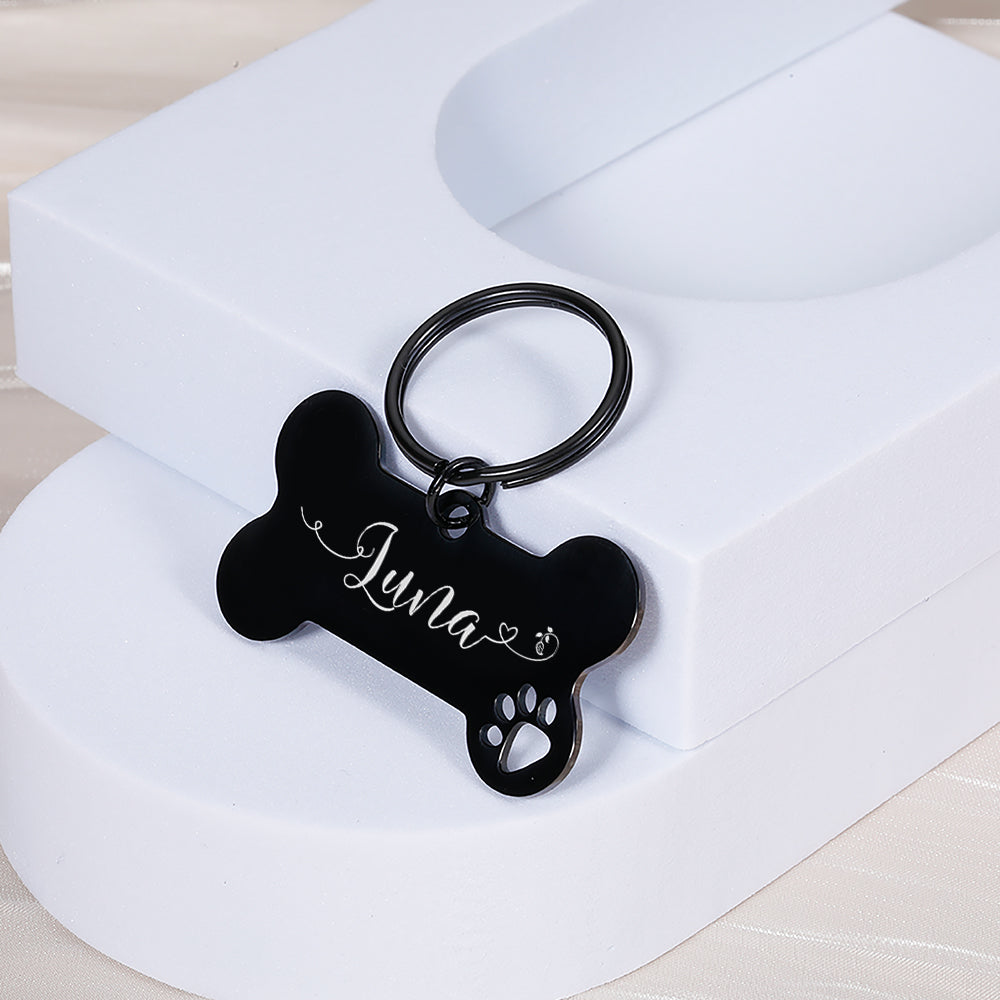 Collier personnalisable os noir pour chien