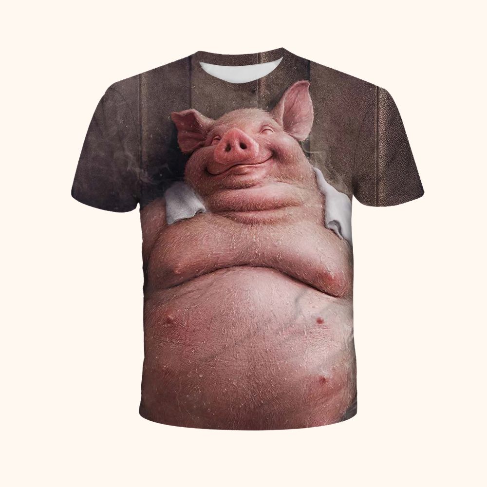 T-shirt 3D gros cochon PIGZILLA