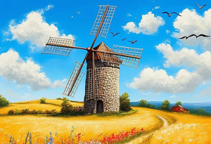 Chez nous le blé danse avec le vent et les fleurs chantent des ballades colorées c'est comme une fête des moissons permanente avec notre tableau de paysage