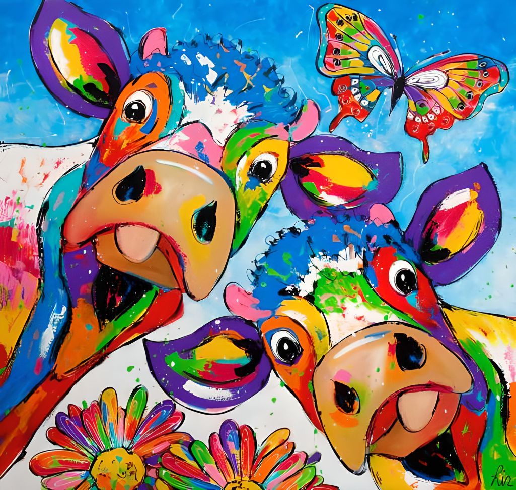 Tableau vache coloré - Le Petit Fermier