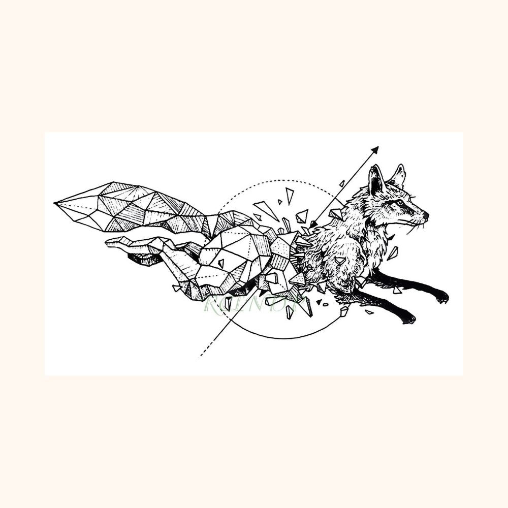 Tatouage renard noir et blanc