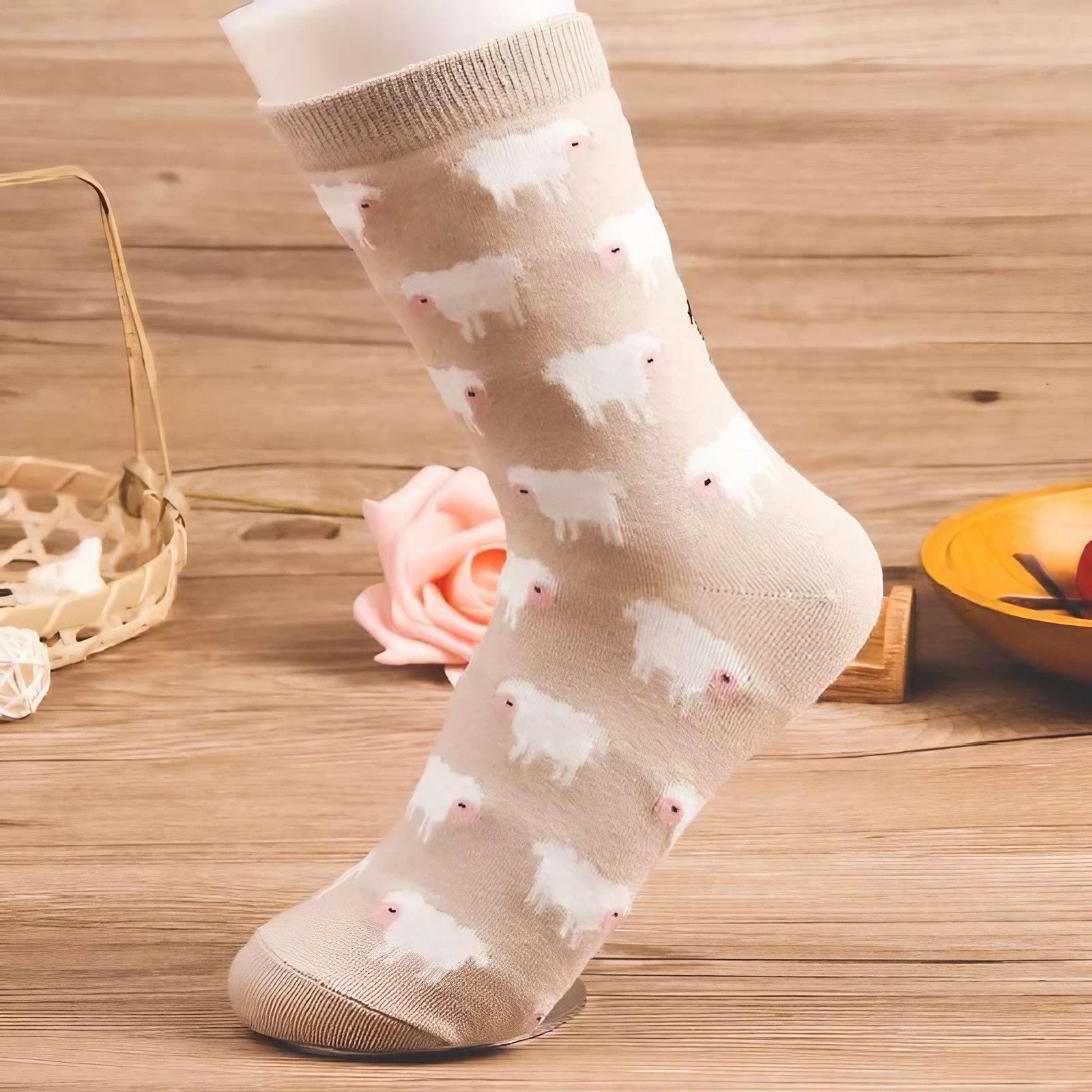 Chaussettes kakis mouton