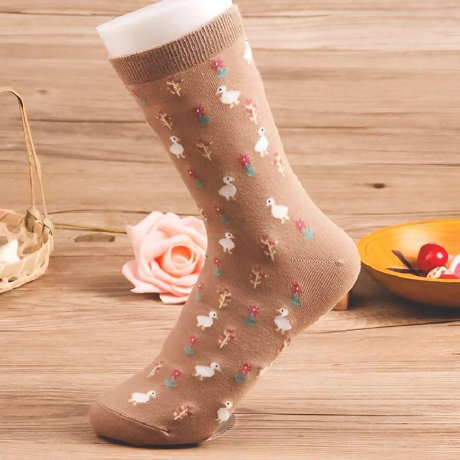 Chaussettes marrons petit canard