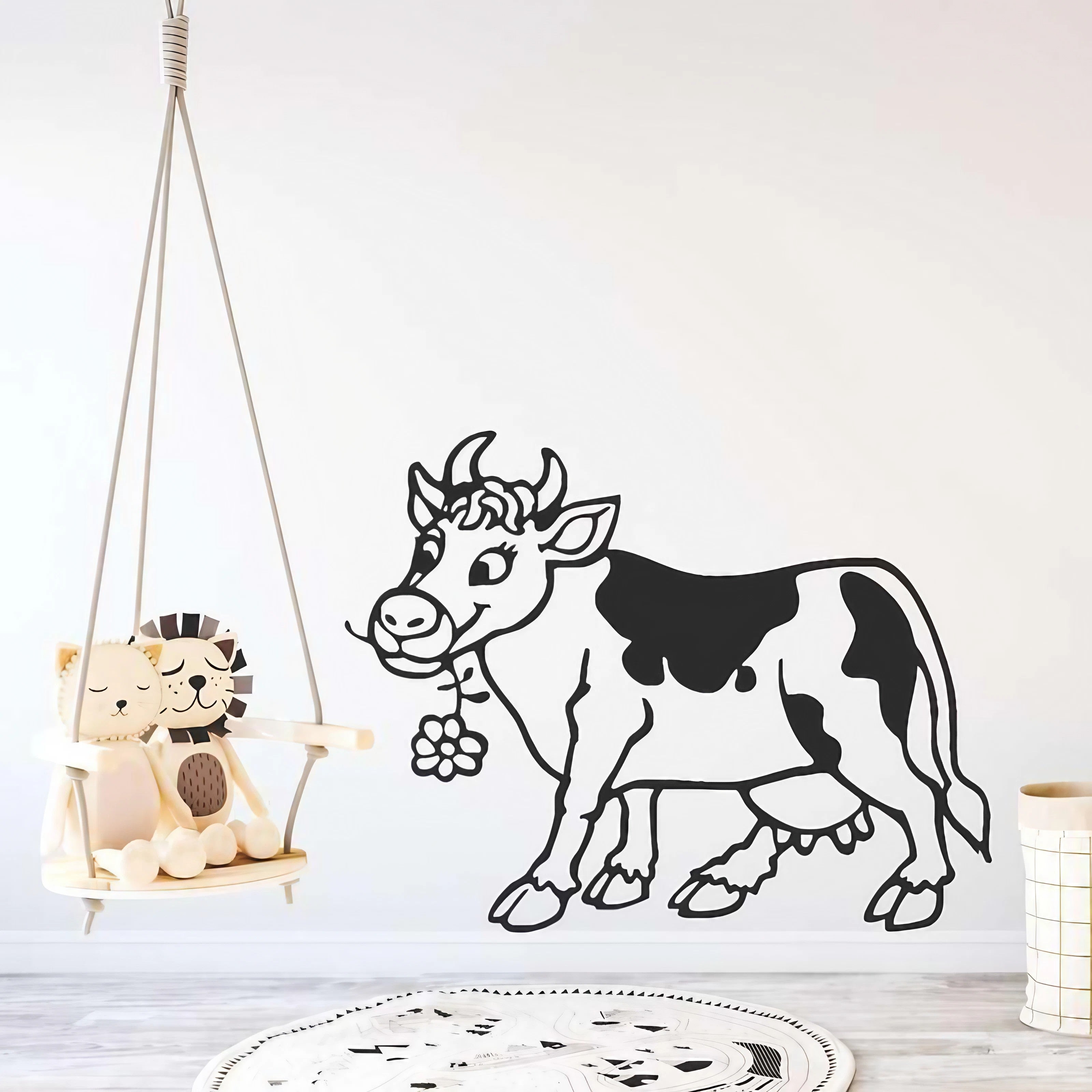 Sticker mural vache laitière