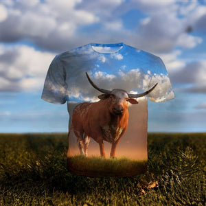 T-shirt la grosse vache aux longues cornes - Le Petit Fermier