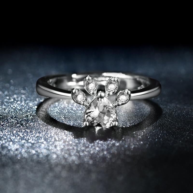 Bague argentée cristal patte de chien - Le Petit Fermier