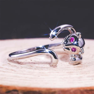 Bague chat aux yeux de cristal - Le Petit Fermier