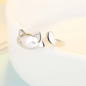 Bague chat élégante en argent véritable - Le Petit Fermier