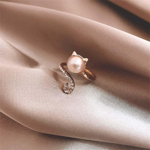 Bague chat petite perle - Le Petit Fermier