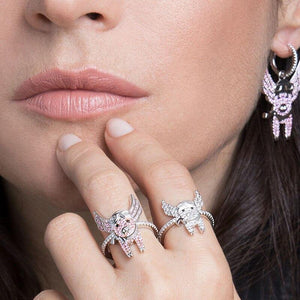 Bague cochon aviateur en argent véritable - Le Petit Fermier