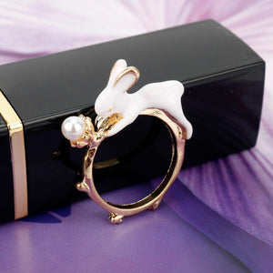 Bague dorée lapin blanc - Le Petit Fermier