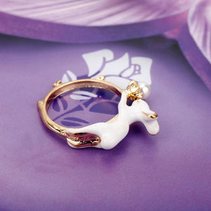 Bague dorée lapin blanc - Le Petit Fermier